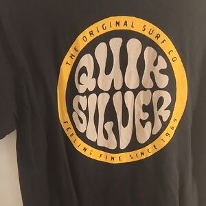 Quiksilver Charcoal Tee with Yellow and White Logo